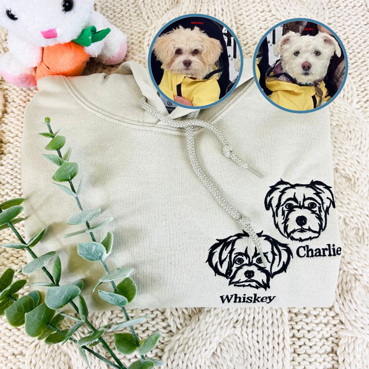 personalized dog gear Custom Embroidered Hoodie, Outline Dog Face Hoodie for Humans – Nowzent