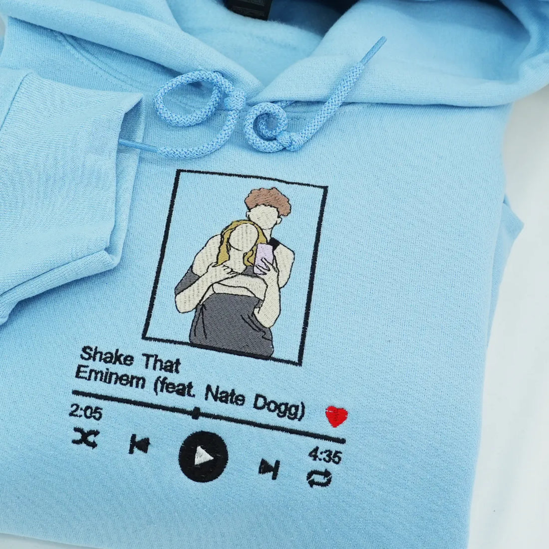 Custom Embroidered Favorite Song Sweatshirt & Hoodie with Photo Portrait – Romantic Gift for Couples