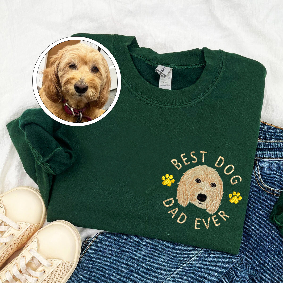 Custom Embroidered Best Dog Dad Ever Sweatshirt