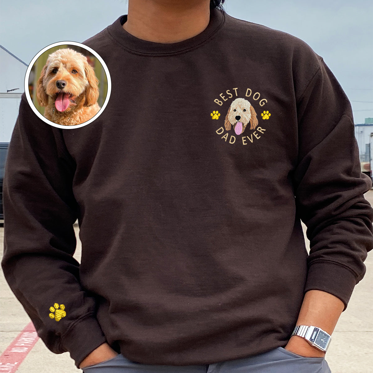 Custom Embroidered Best Dog Dad Ever Sweatshirt