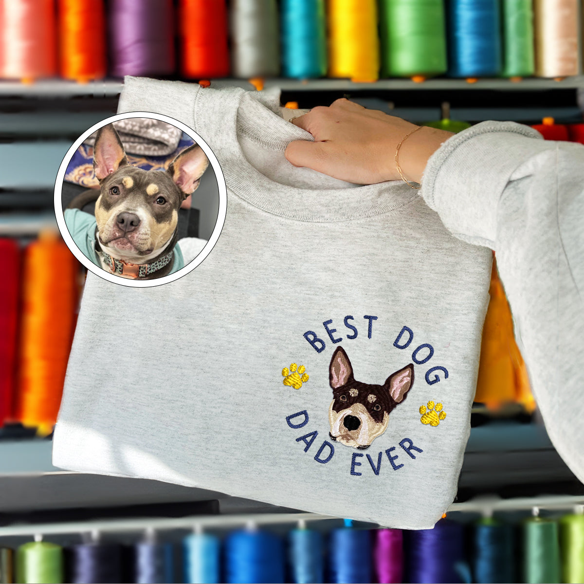 Custom Embroidered Best Dog Dad Ever Sweatshirt