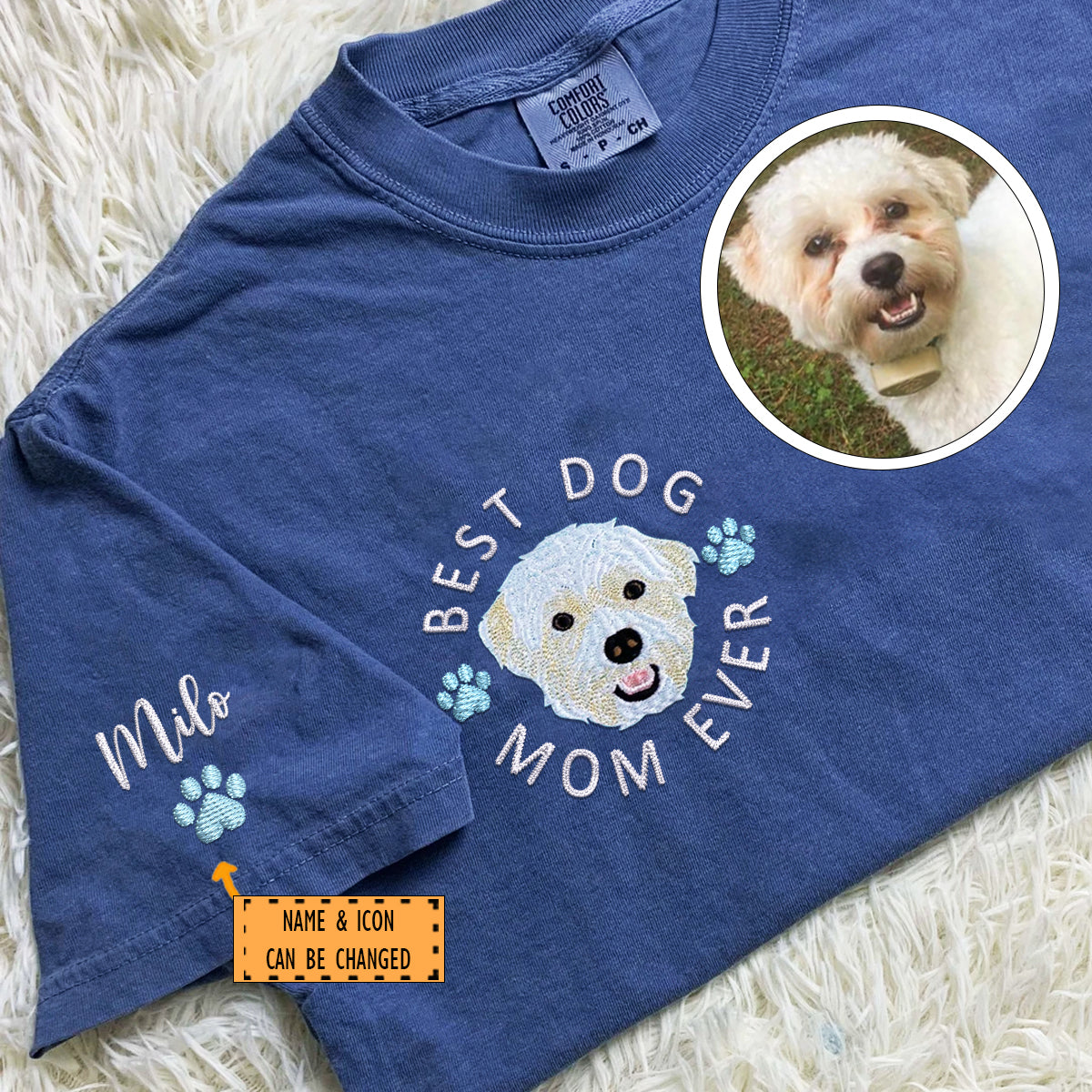 Custom Embroidered T Shirt Best Dog Mom Ever for Dog Lovers Nowzent