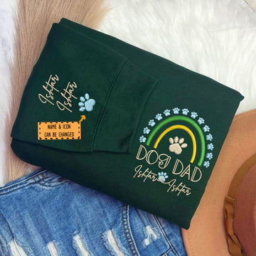 Custom Embroidered Dog Dad Rainbow with Names Sweatshirt