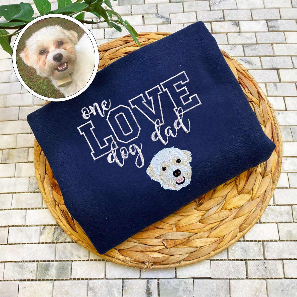Custom Embroidered One Love Dog Dad Hoodie