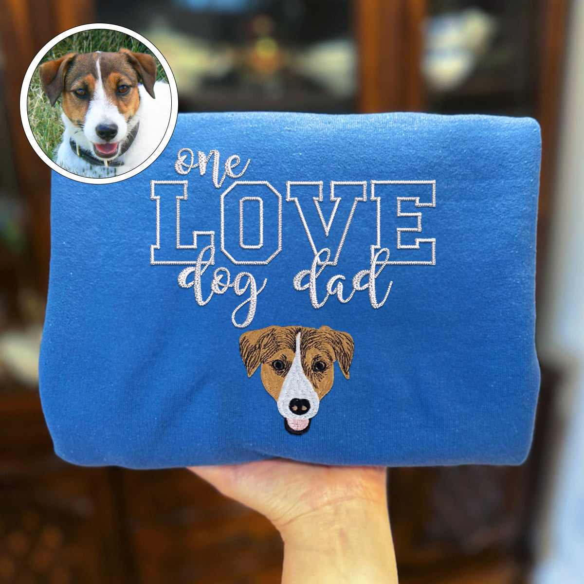 Custom Embroidered One Love Dog Dad Hoodie