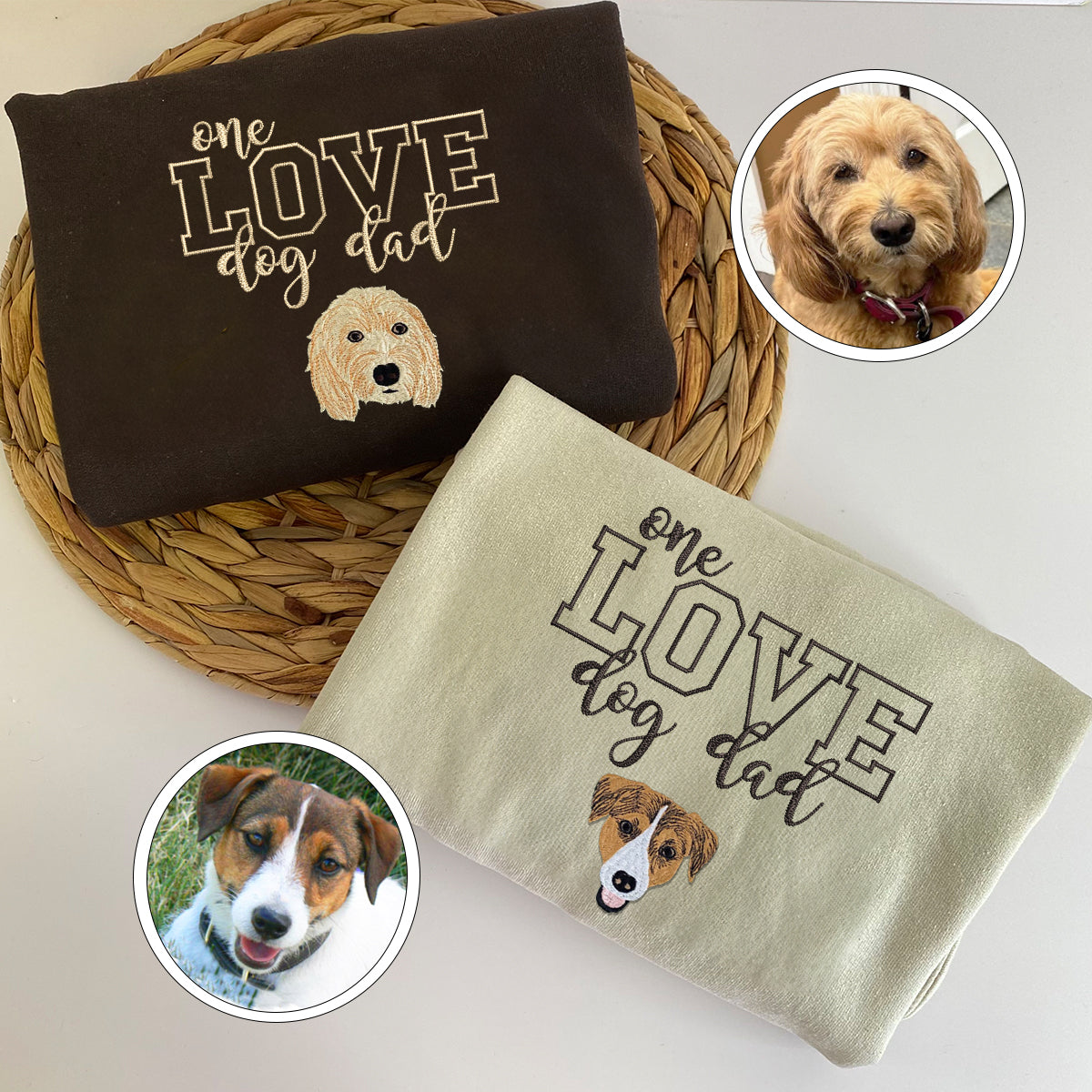 Custom Embroidered One Love Dog Dad Hoodie