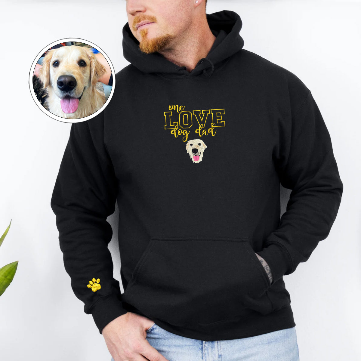 Custom Embroidered One Love Dog Dad Hoodie