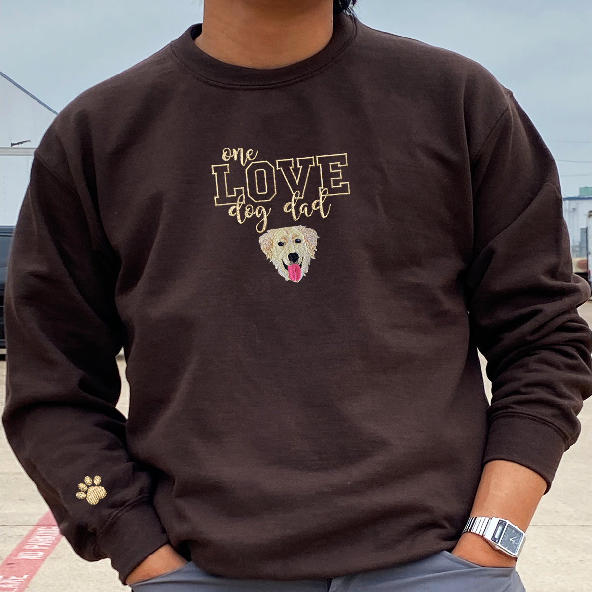 Custom Embroidered One Love Dog Dad Sweatshirt