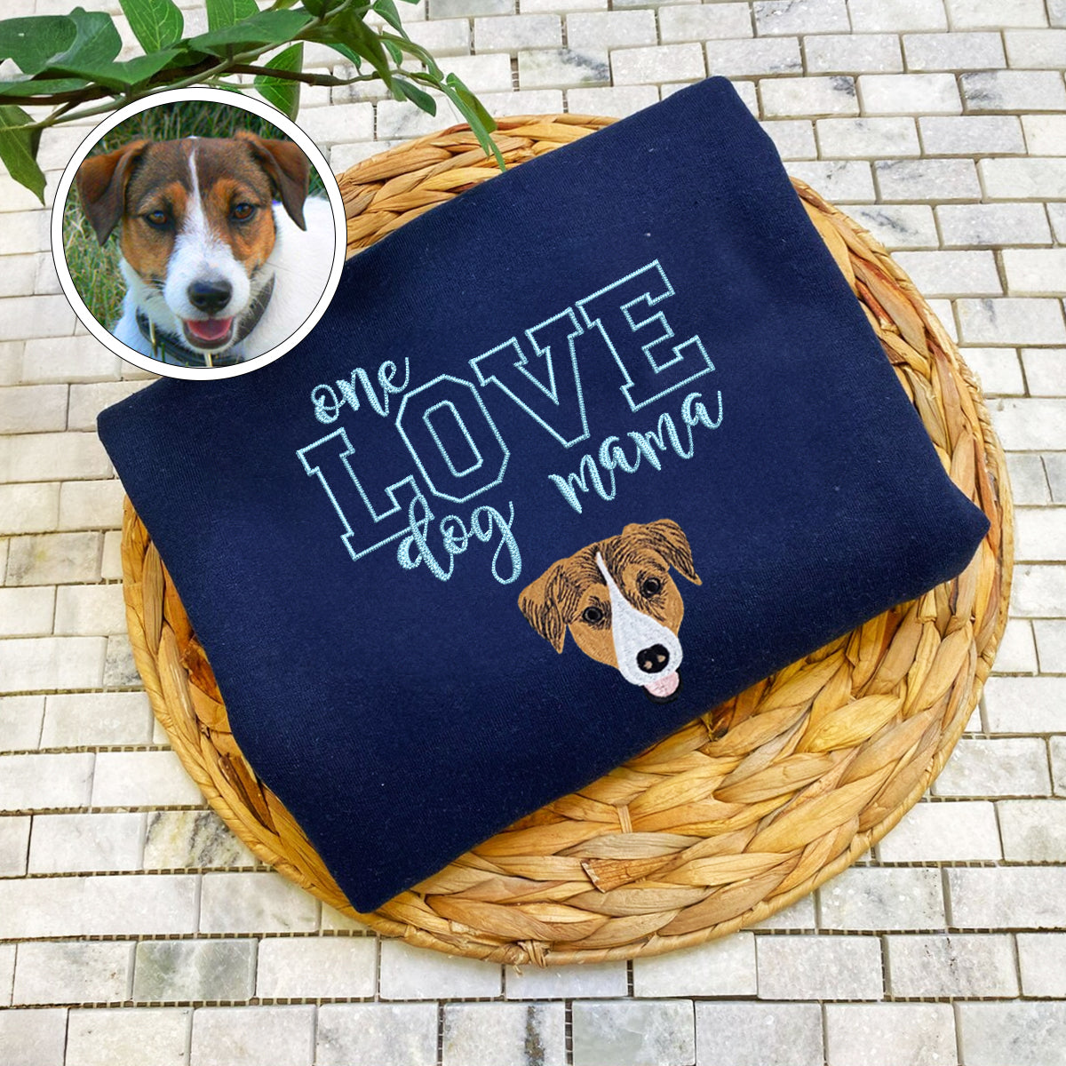 Custom Embroidered One Love Dog Mama Hoodie