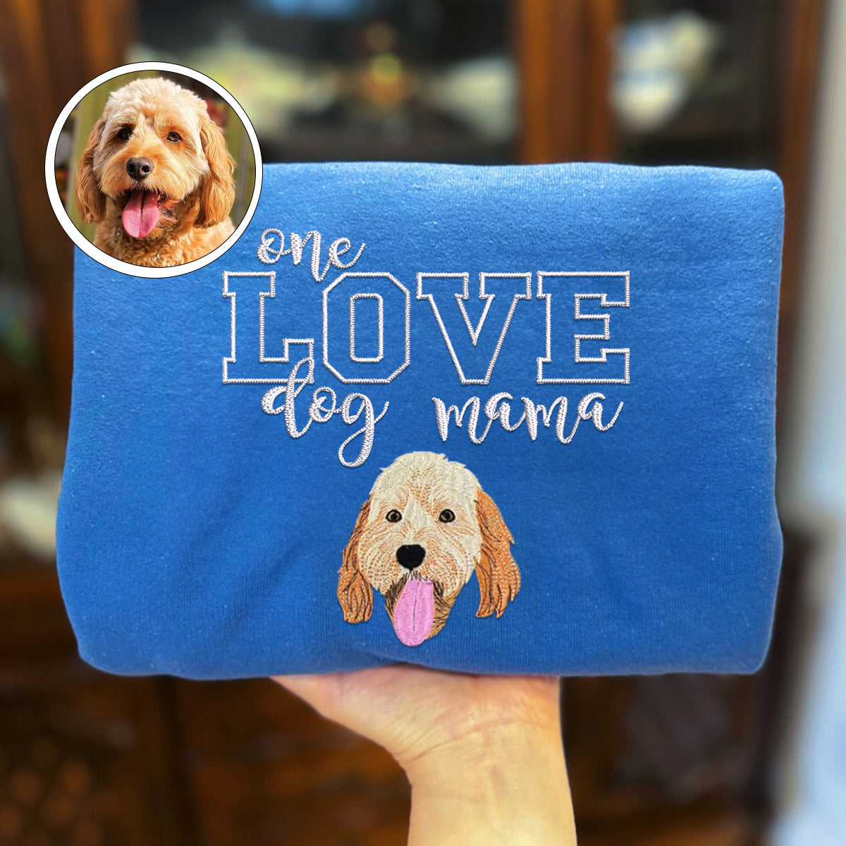 Custom Embroidered One Love Dog Mama Hoodie