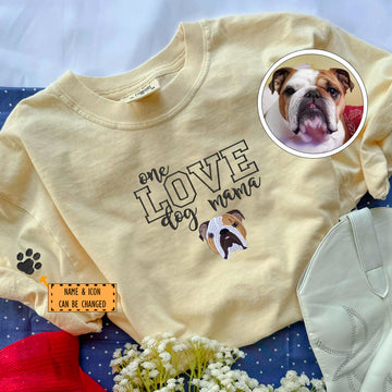 Custom Embroidered One Love Dog Mama T-Shirt