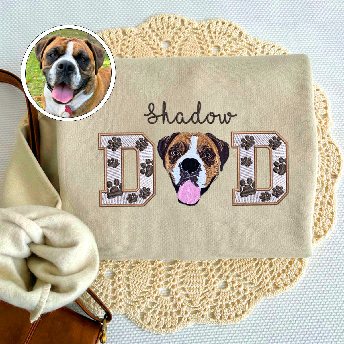 Custom Embroidered Pet Dad with Pet photo Hoodie