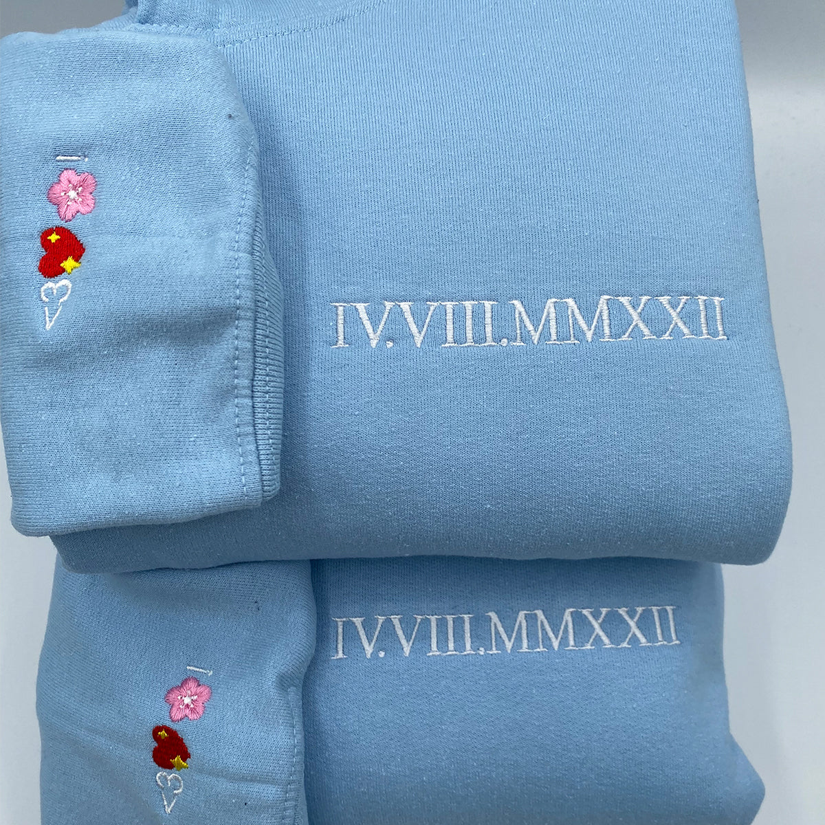Custom Embroidered Roman Numeral Sweatshirt Hoodie – Personalized Anniversary Date Gift for Couples