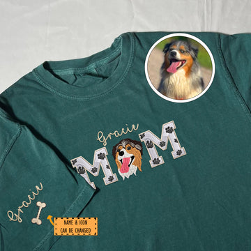 Custom Embroidered Dog Mom with name T-Shirt