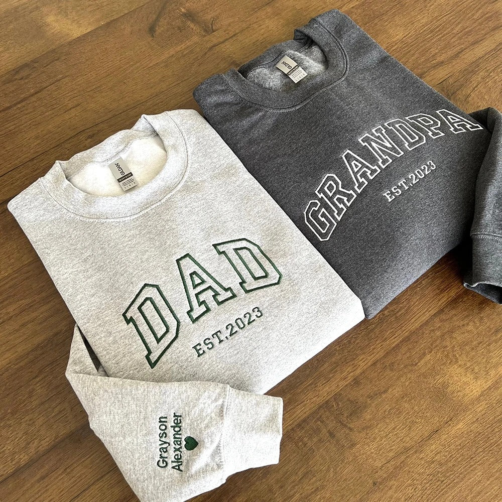 Custom Embroidered Dad Grandpa Est 2024 Personalized Sweatshirt