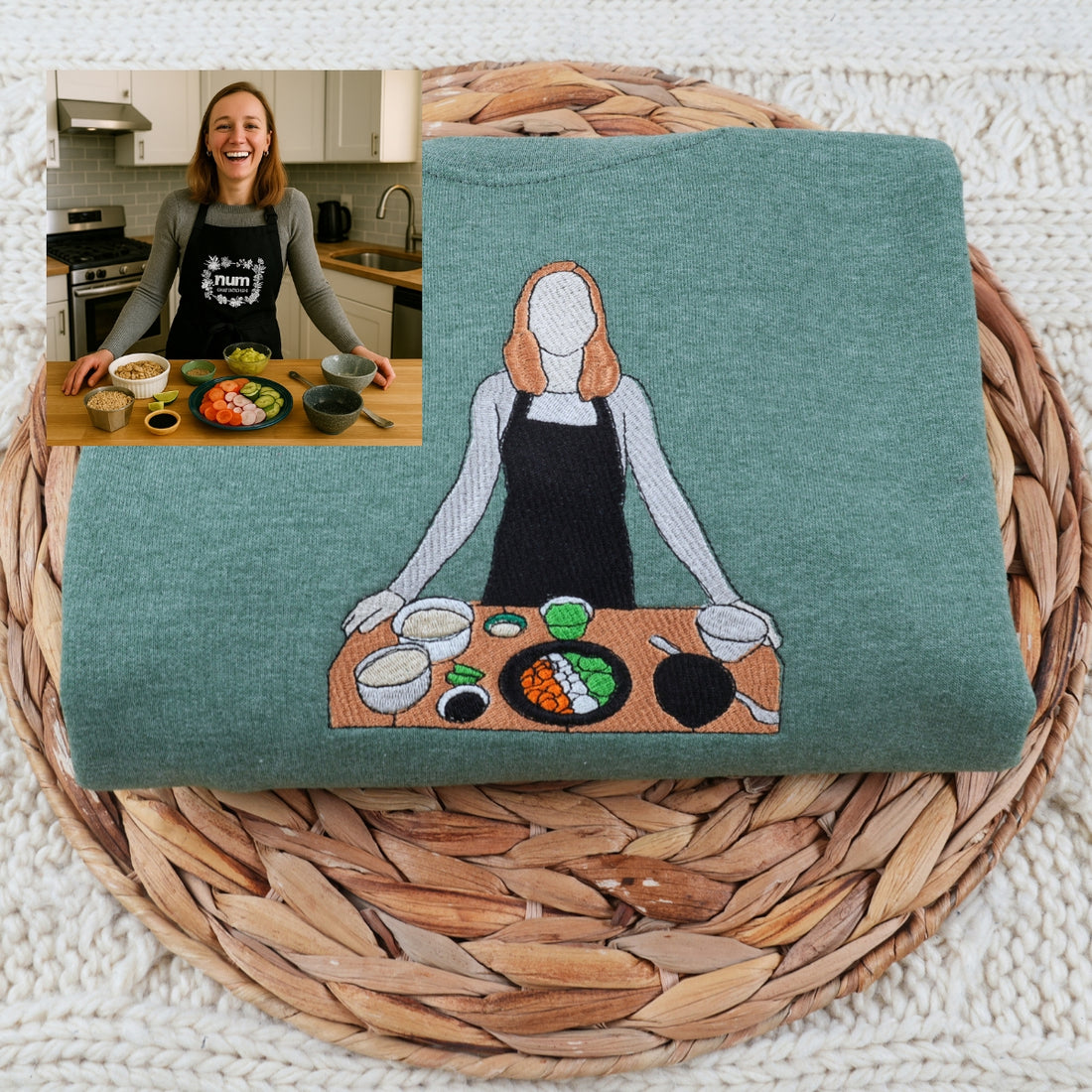 Custom Aunt Portrait Embroidered Sweatshirt & Hoodie – Personalized Gift for Aunt