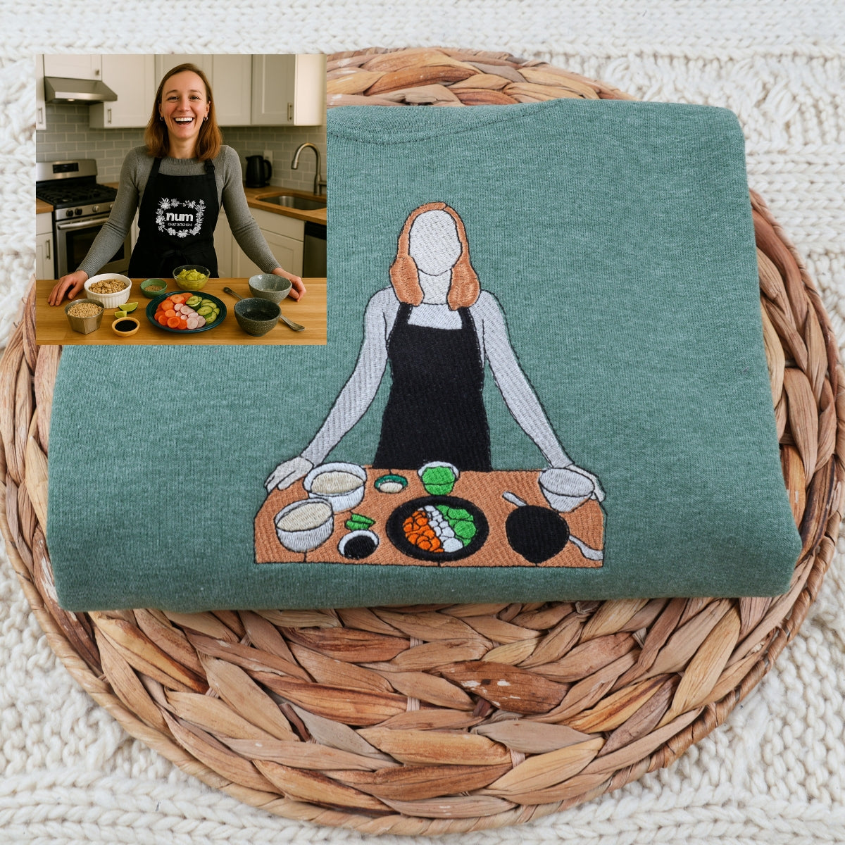 Custom Aunt Portrait Embroidered Sweatshirt & Hoodie – Personalized Gift for Aunt