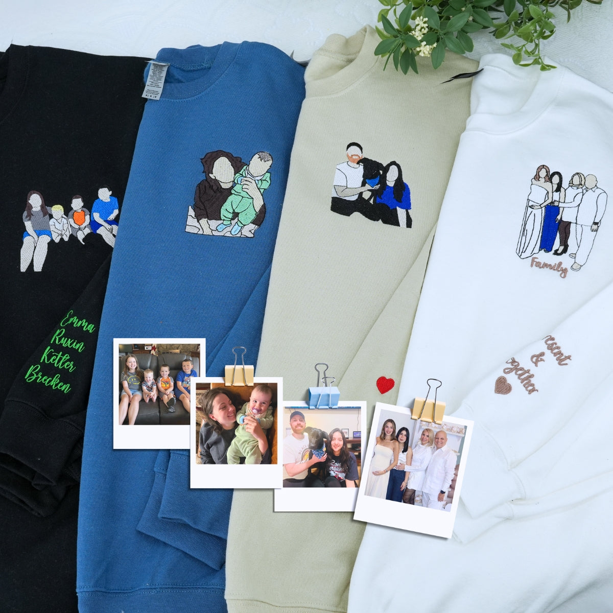 Custom Aunt Portrait Embroidered Sweatshirt & Hoodie – Personalized Gift for Aunt