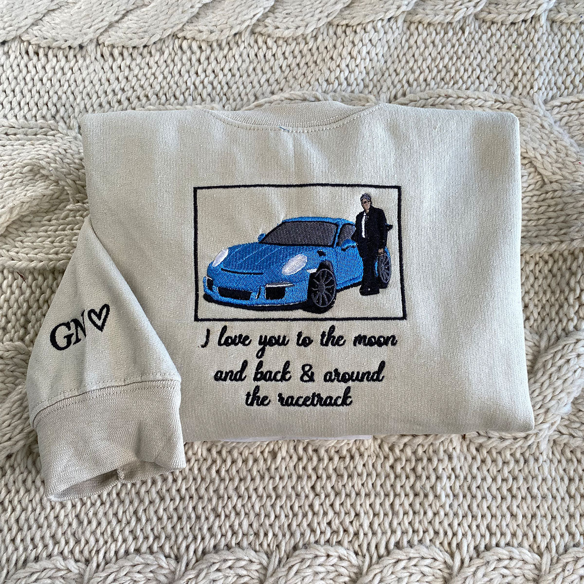 Custom Embroidered Car Portrait Sweatshirt - Personalized Vehicle Photo Hoodie Gift for Car Enthusiasts