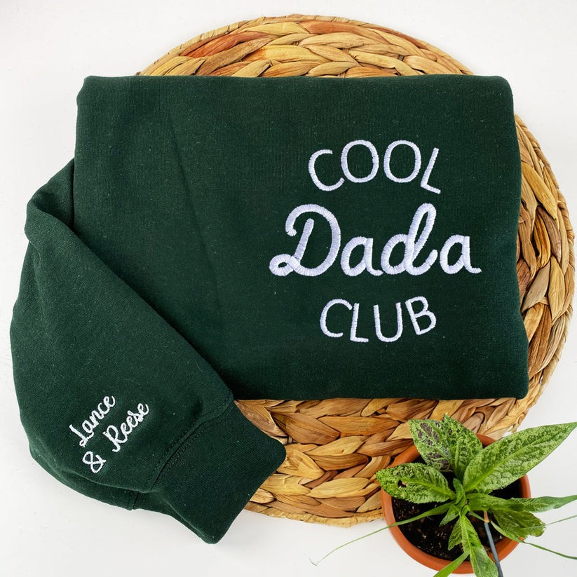 Custom Embroidered Cool Dads Club Sweatshirt & Hoodie with Kid Names on Sleeve – Unique Gift