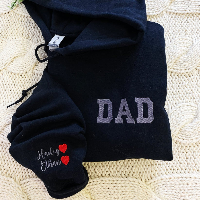 Custom Embroidered Dad Est Years Sweatshirt Hoodie – Personalized Father’s Day Gift