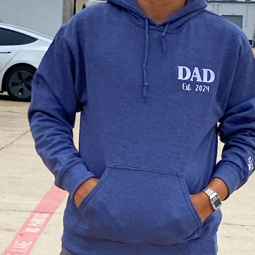 Custom Embroidered Dad Est Years Sweatshirt Hoodie – Personalized Father’s Day Gift