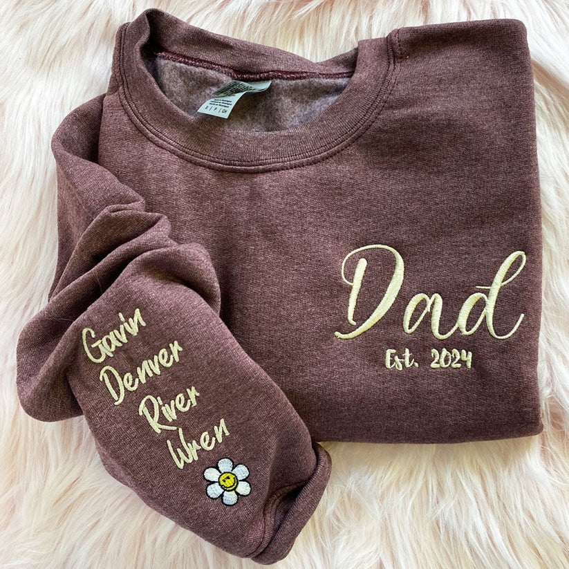Custom Embroidered Dad Sweatshirt & Hoodie with Est Year – Personalized Gift for Dad
