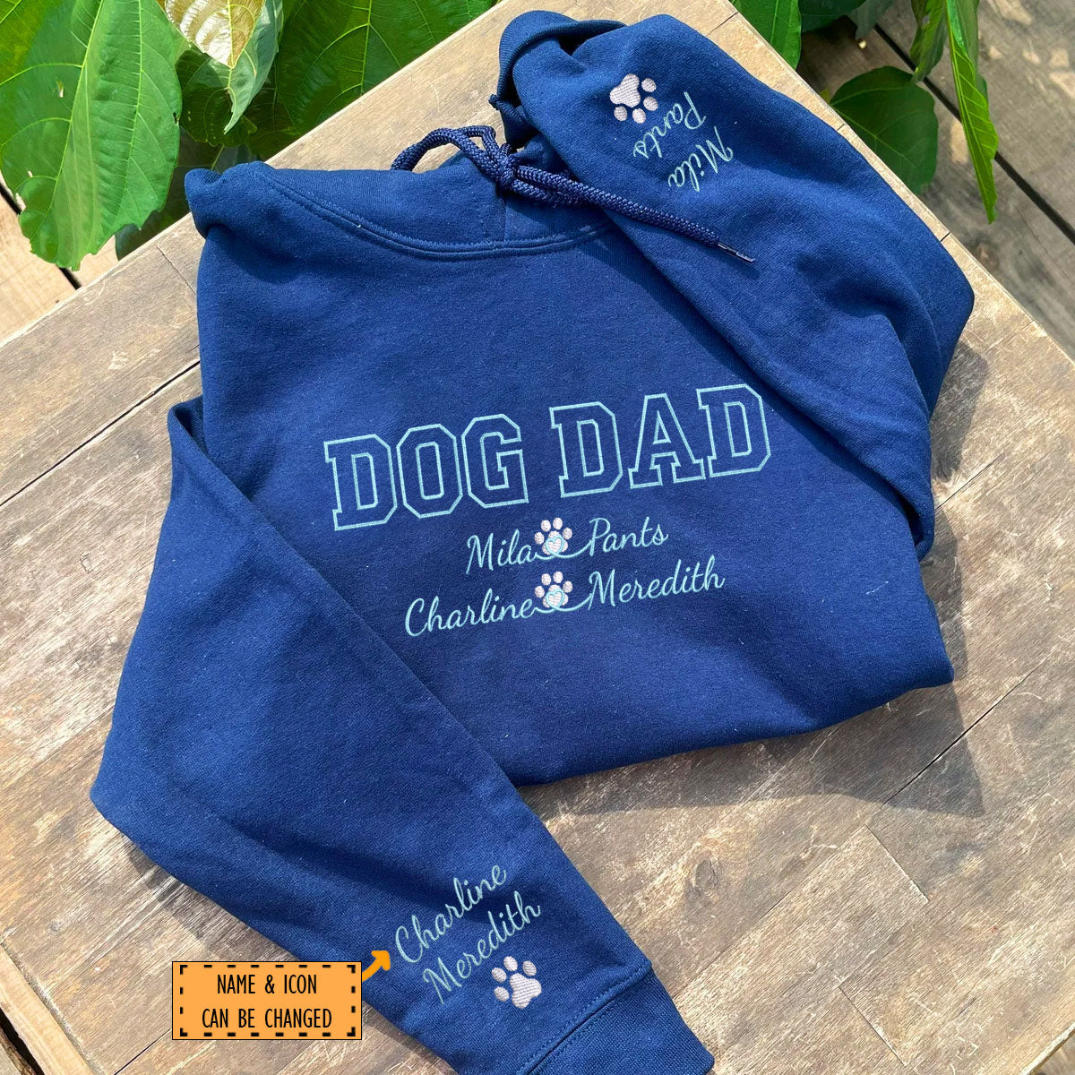 Custom Embroidered Dog Dad with Names Hoodie