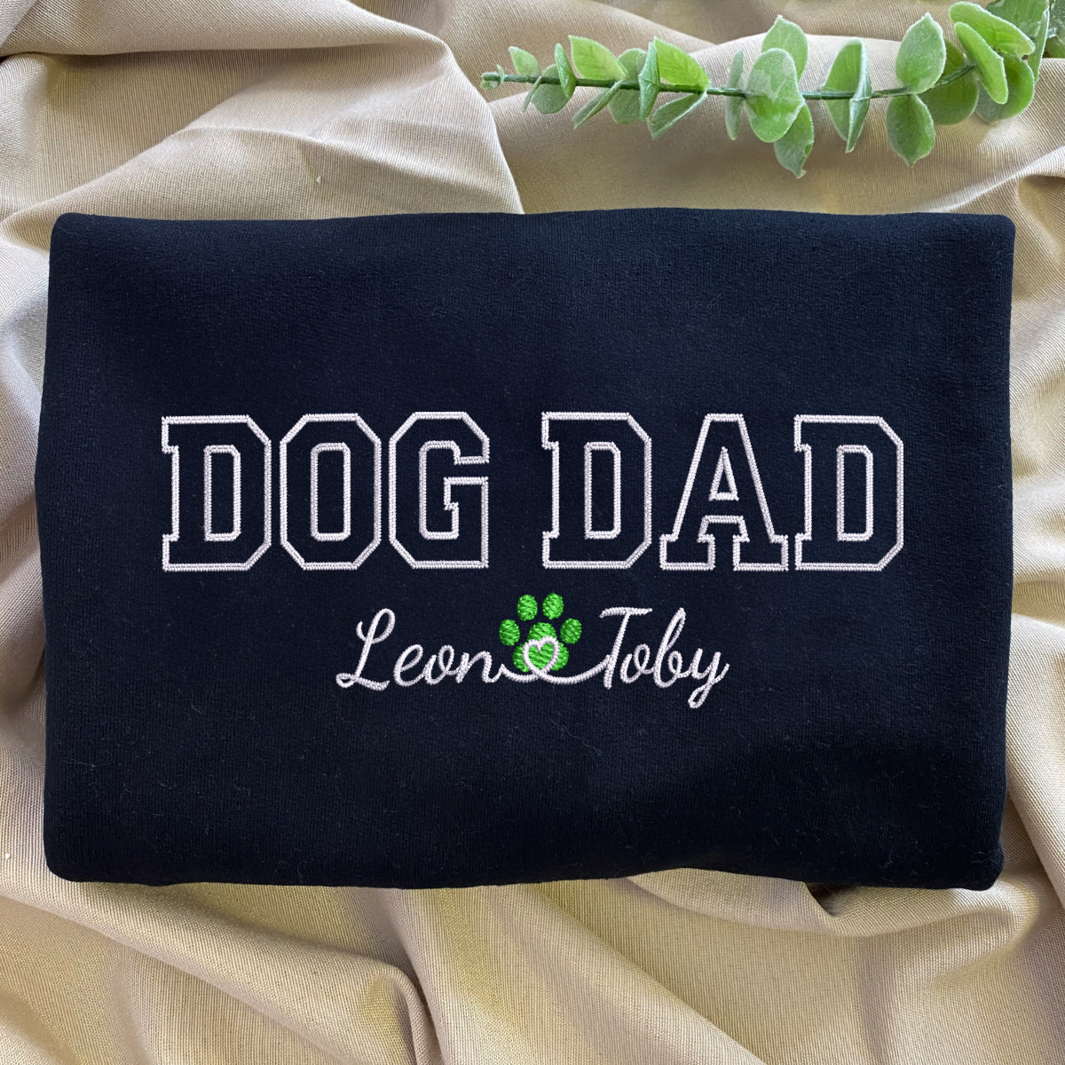 Custom Embroidered Dog Dad with Names Hoodie