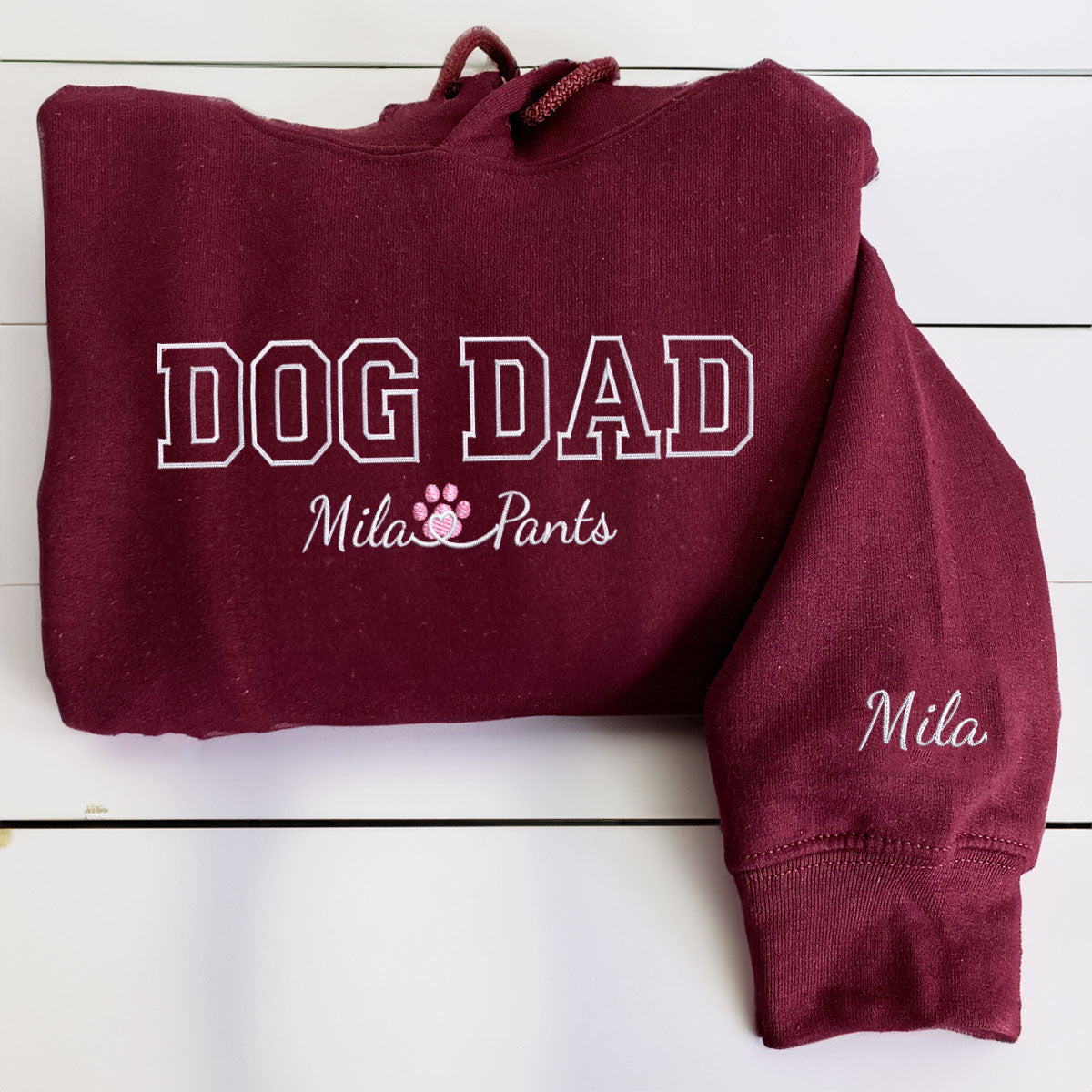 Custom Embroidered Dog Dad with Names Hoodie