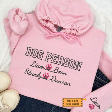 Custom Embroidered Dog Person with Names Hoodie