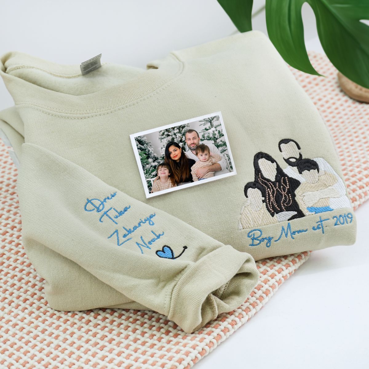 Custom Embroidered Husband Portrait Hoodie – Personalized Sweatshirt Photo Gift