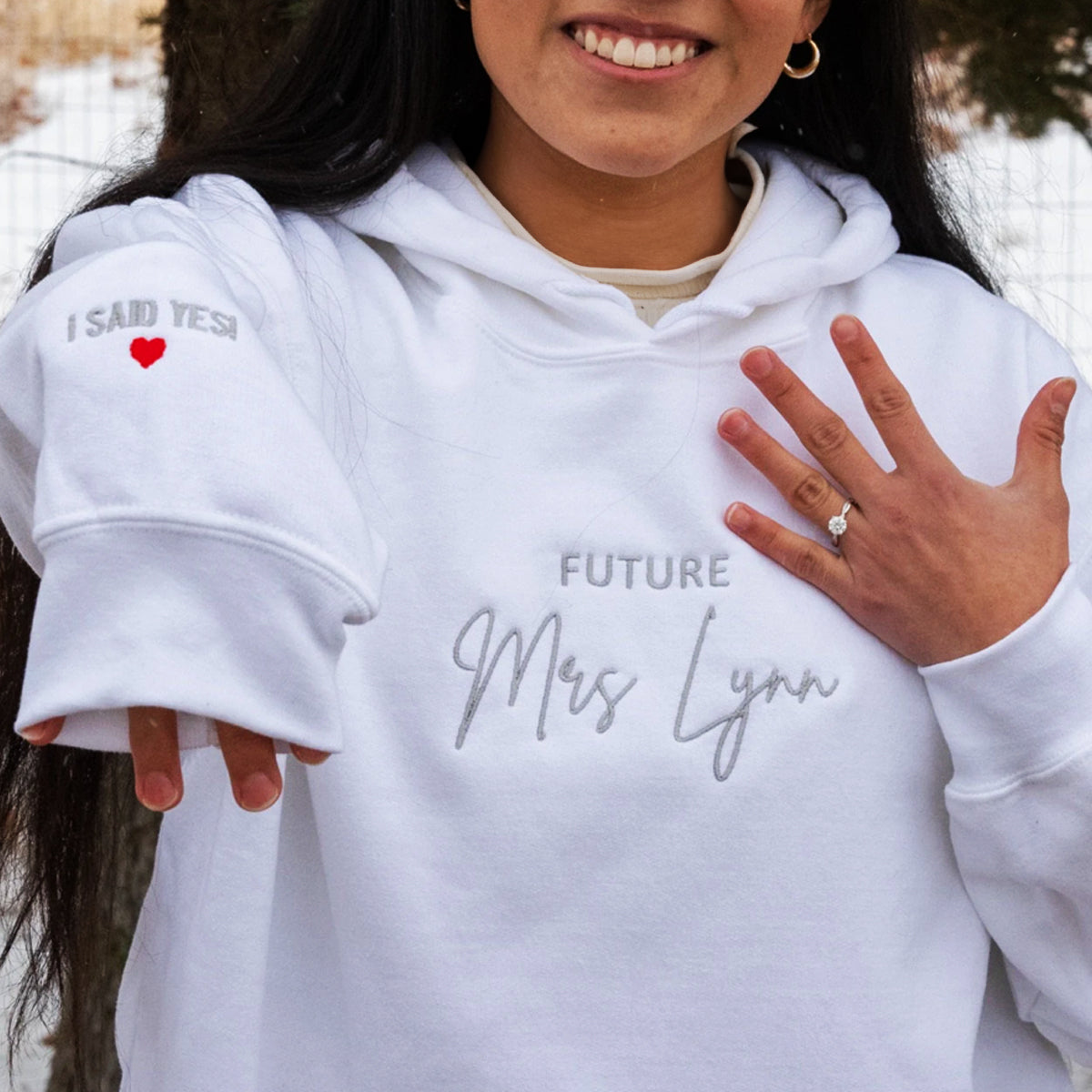 Custom Embroidered Future Mrs Sweatshirt & Hoodie - Personalized Engagement Gift for Bride