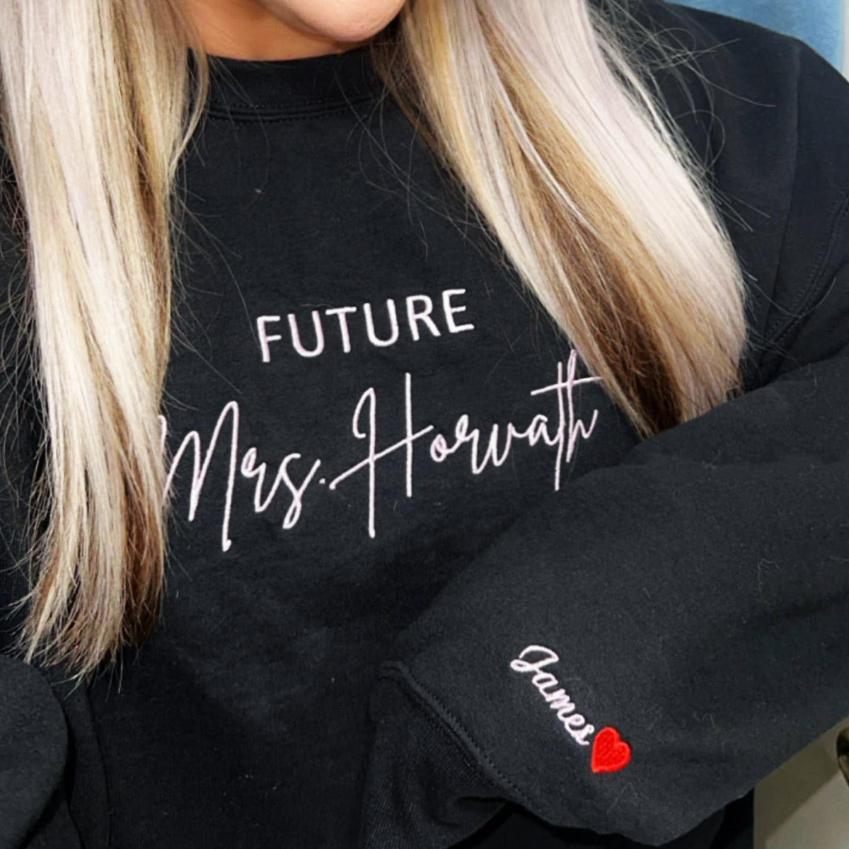 Custom Embroidered Future Mrs Sweatshirt & Hoodie - Personalized Engagement Gift for Bride