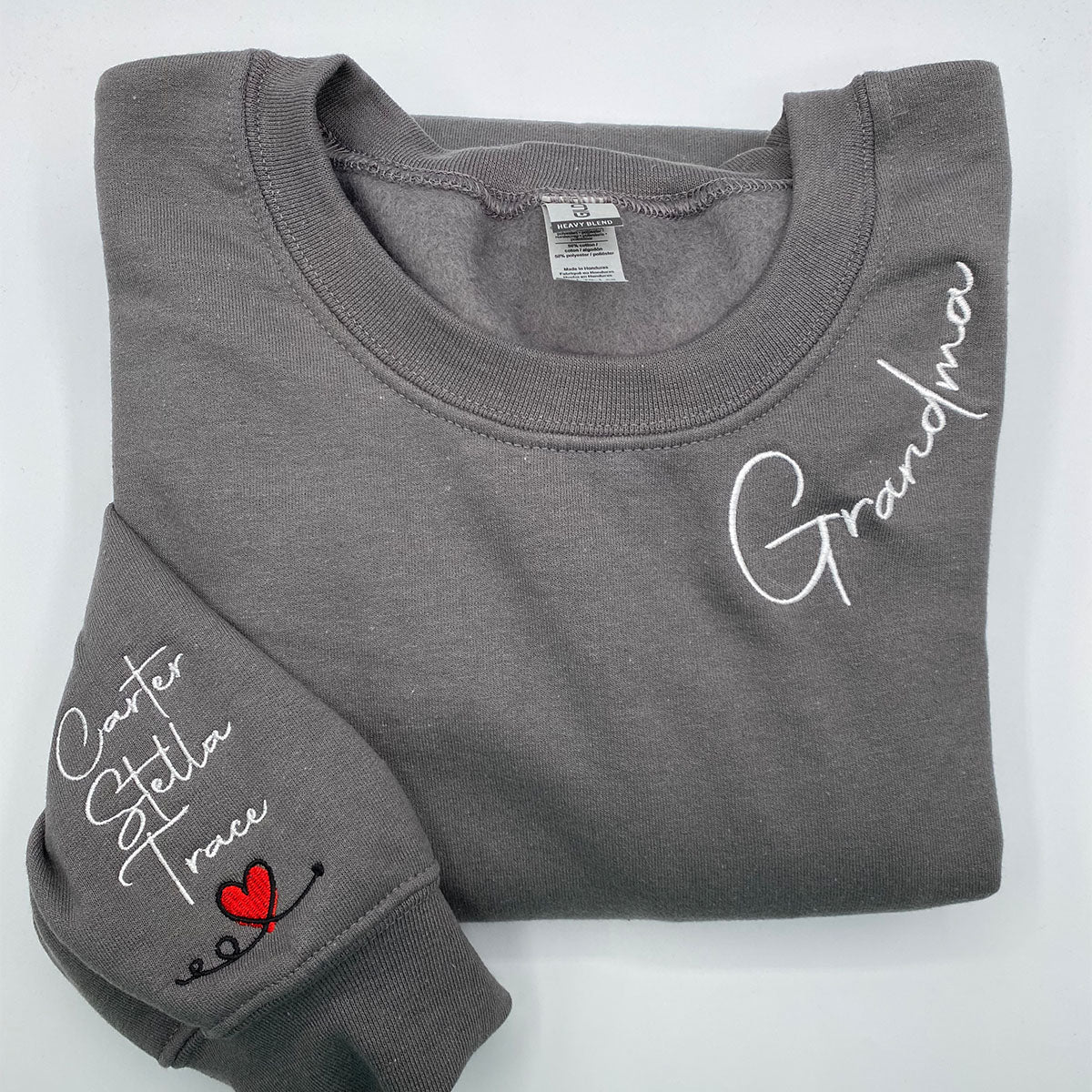 Custom Embroidered Grandma Sweatshirt with Grandkids Names - Personalized Grandmother Gift Hoodie
