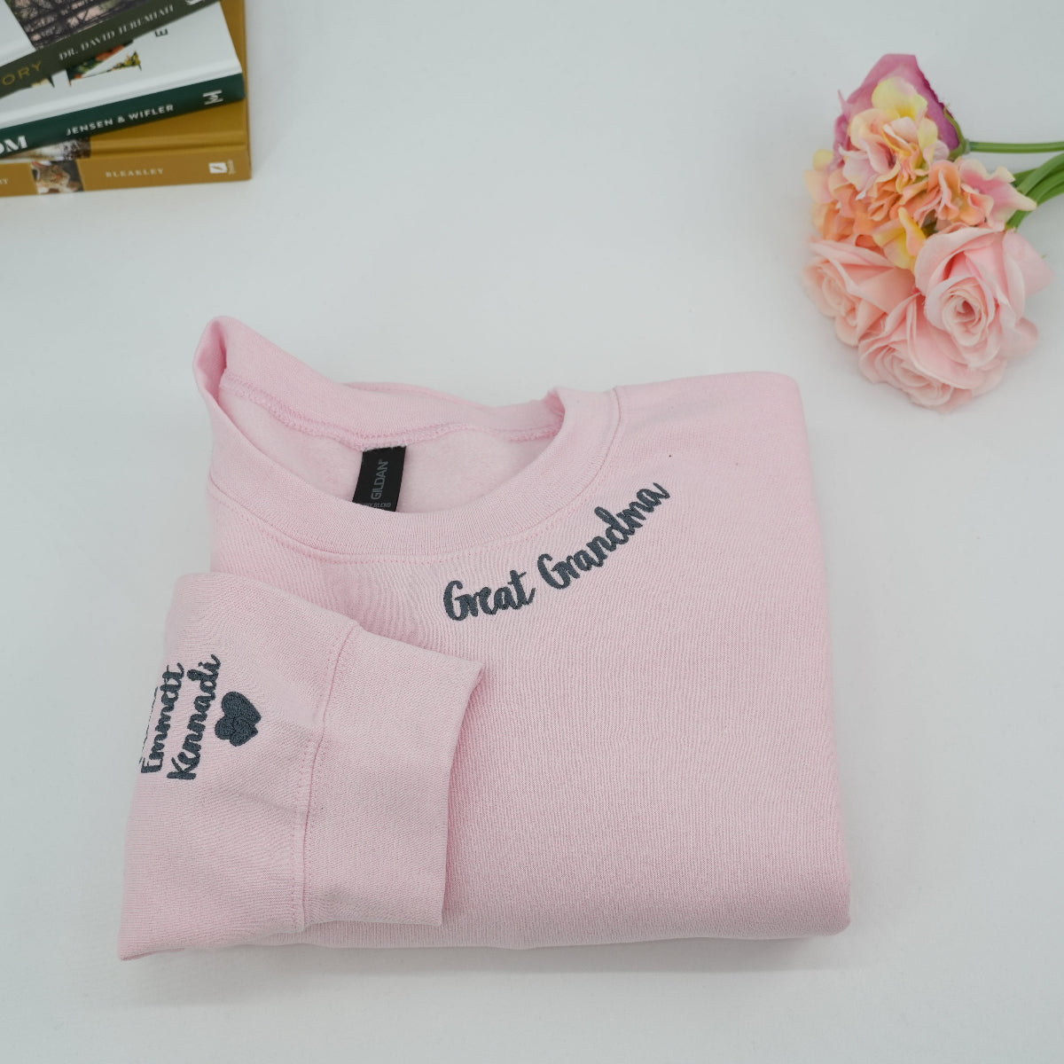 Custom Embroidered Grandma Sweatshirt with Grandkids Names - Personalized Grandmother Gift Hoodie