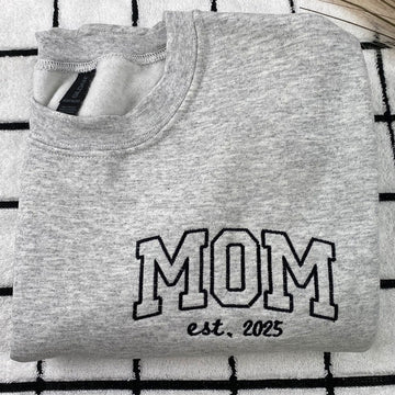 Custom Embroidered Mom Varsity Sweatshirt & Hoodie with Kids Names & Est Years