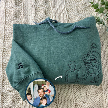 Custom Embroidered Outline Dad Sweatshirt & Hoodie with Names on Sleeve – Personalized Gift for Dad