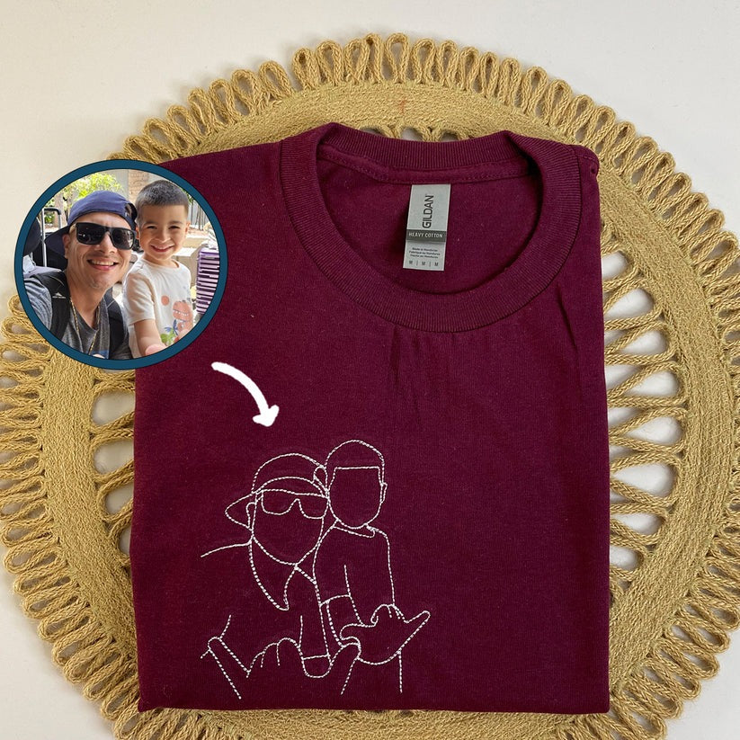 Custom Embroidered Outline Dad Sweatshirt & Hoodie with Names on Sleeve – Personalized Gift for Dad