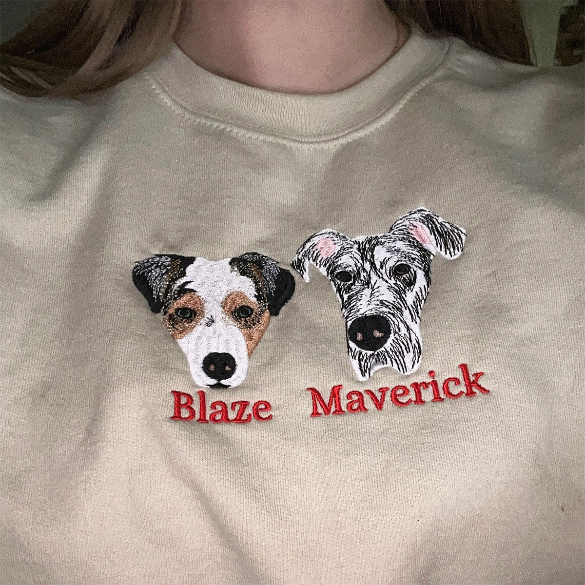 Custom Embroidered Sweatshirt & Hoodie - Personalized Pet Portrait & Name - Dog Cat Lover Gift