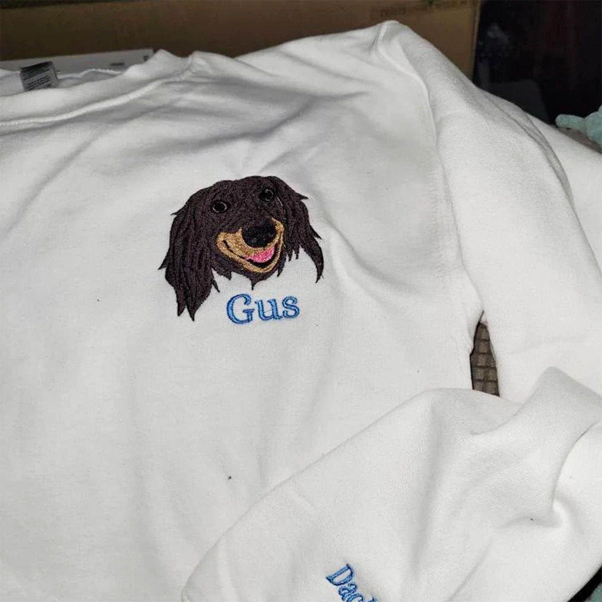 Custom Embroidered Sweatshirt & Hoodie - Personalized Pet Portrait & Name - Dog Cat Lover Gift