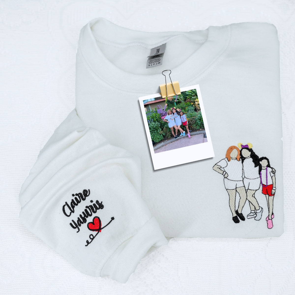 Custom Embroidered Portrait Photo Hoodie - Personalized Daughter Sweatshirt, Gift For Daughter