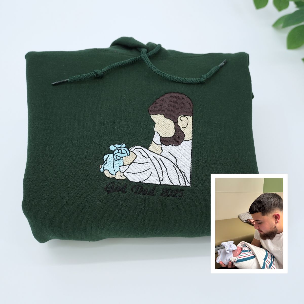 Custom Embroidered Portrait Photo Hoodie - Personalized Daughter Sweatshirt, Gift For Daughter
