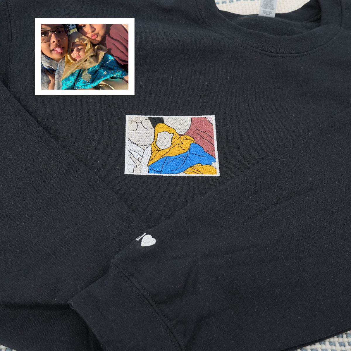 Custom Embroidered Portrait Photo Hoodie - Personalized Daughter Sweatshirt, Gift For Daughter