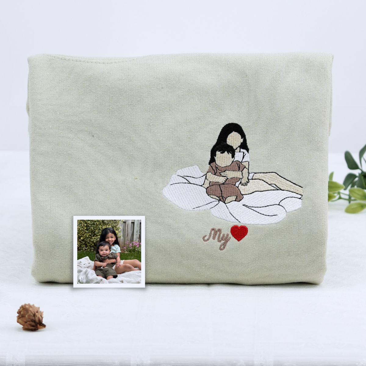 Custom Embroidered Portrait Photo Hoodie - Personalized Daughter Sweatshirt, Gift For Daughter