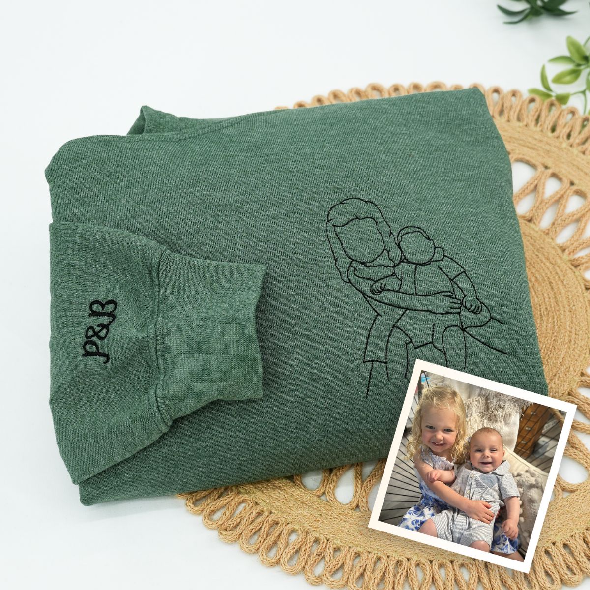 Custom Embroidered Sister Sweatshirt & Hoodie – Personalized Portrait Gift for Sister