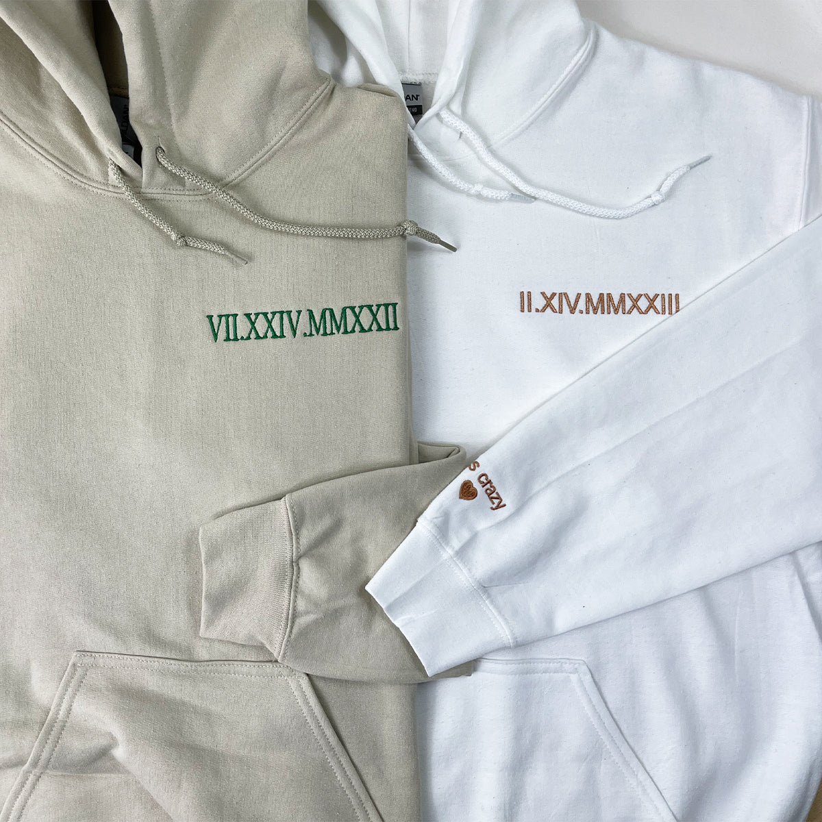Custom Embroidered Roman Numeral Sweatshirt Hoodie – Personalized Anniversary Date Gift for Couples