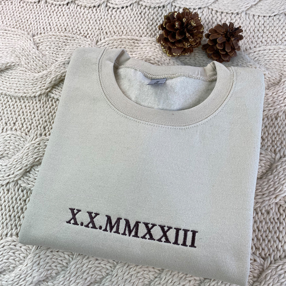 Custom Embroidered Roman Numeral Sweatshirt Hoodie – Personalized Anniversary Date Gift for Couples
