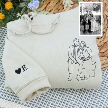 Custom Embroidered Wedding Portrait Sweatshirts & Hoodies – Personalized Photo Couple & Engagement Gift