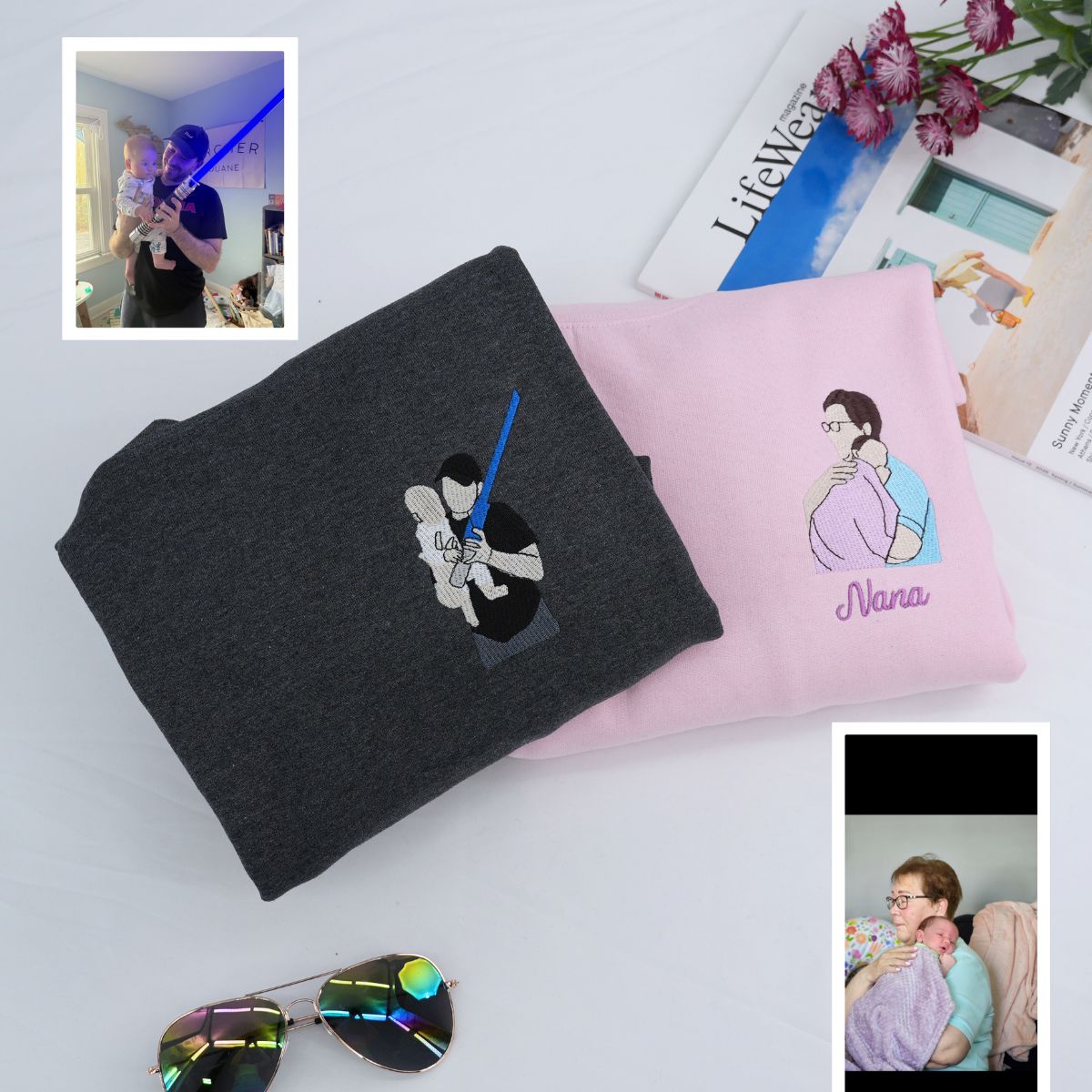 Custom Grammy Portrait Embroidered Sweatshirt & Hoodie – Personalized Gift for Grandma